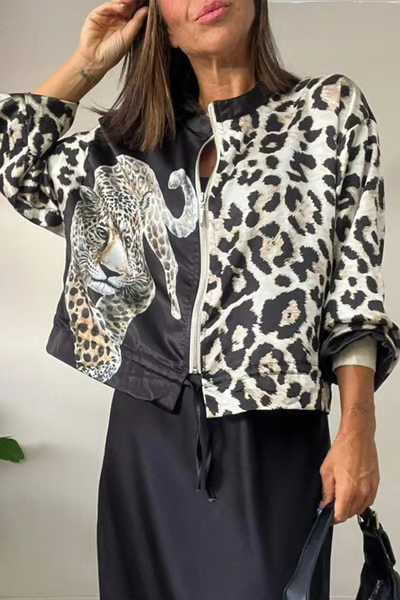 VIVIENNE™ Top | Leopard Print Zipper Jacket | 50% OFF