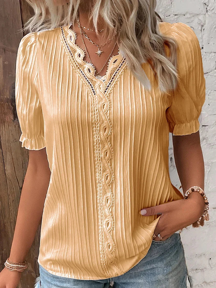 ABBEY™ Top | Lace V Neck Shirt | 50% OFF