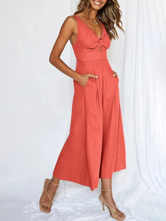 NOVA™ Jumpsuit | V-Neck Cutout High Waist Jumpsuit