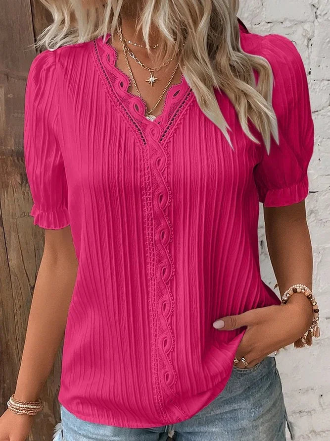 ABBEY™ Top | Lace V Neck Shirt | 50% OFF