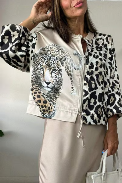 VIVIENNE™ Top | Leopard Print Zipper Jacket | 50% OFF