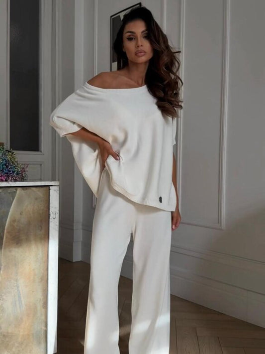 ZARIYA™ Set | Cozy One Shoulder Top & Pants Two-Piece Set