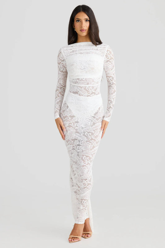 AMARA™ Dress | Bodycon Backless Lace See-Through Maxi Dress