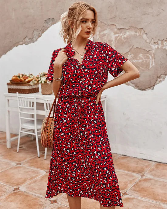 LAYLA™ Dress | Short Sleeve Vintage Midi Dress | 50% OFF