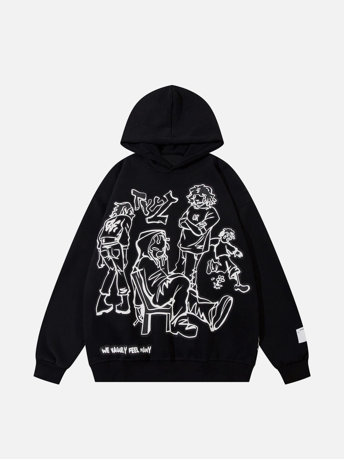 Otaku Obsession | Unisex Cartoon Line Character Print Hoodie | 50% OFF