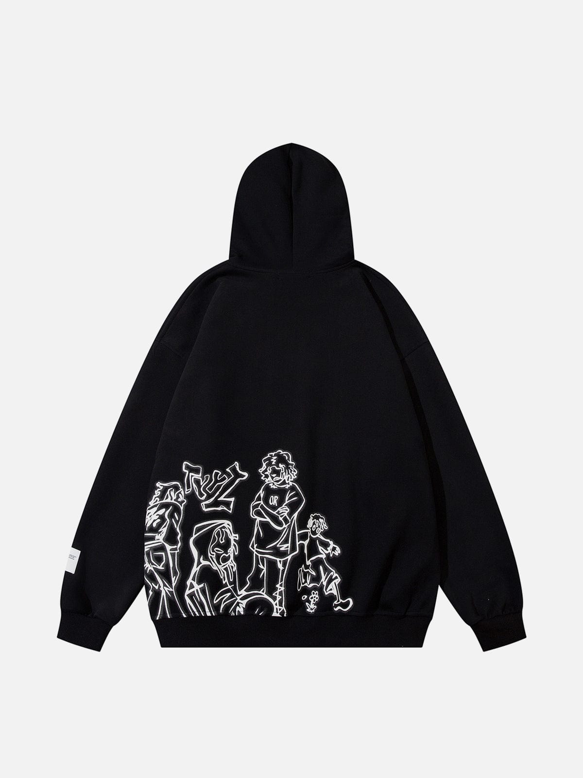 Otaku Obsession | Unisex Cartoon Line Character Print Hoodie | 50% OFF