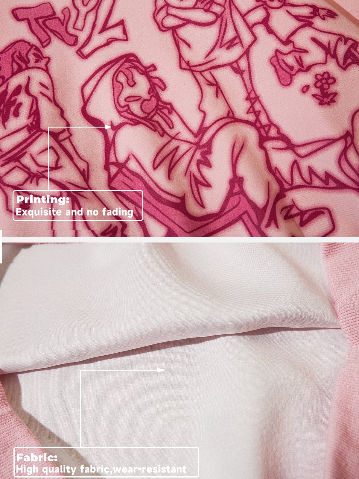 Otaku Obsession | Unisex Cartoon Line Character Print Hoodie | 50% OFF