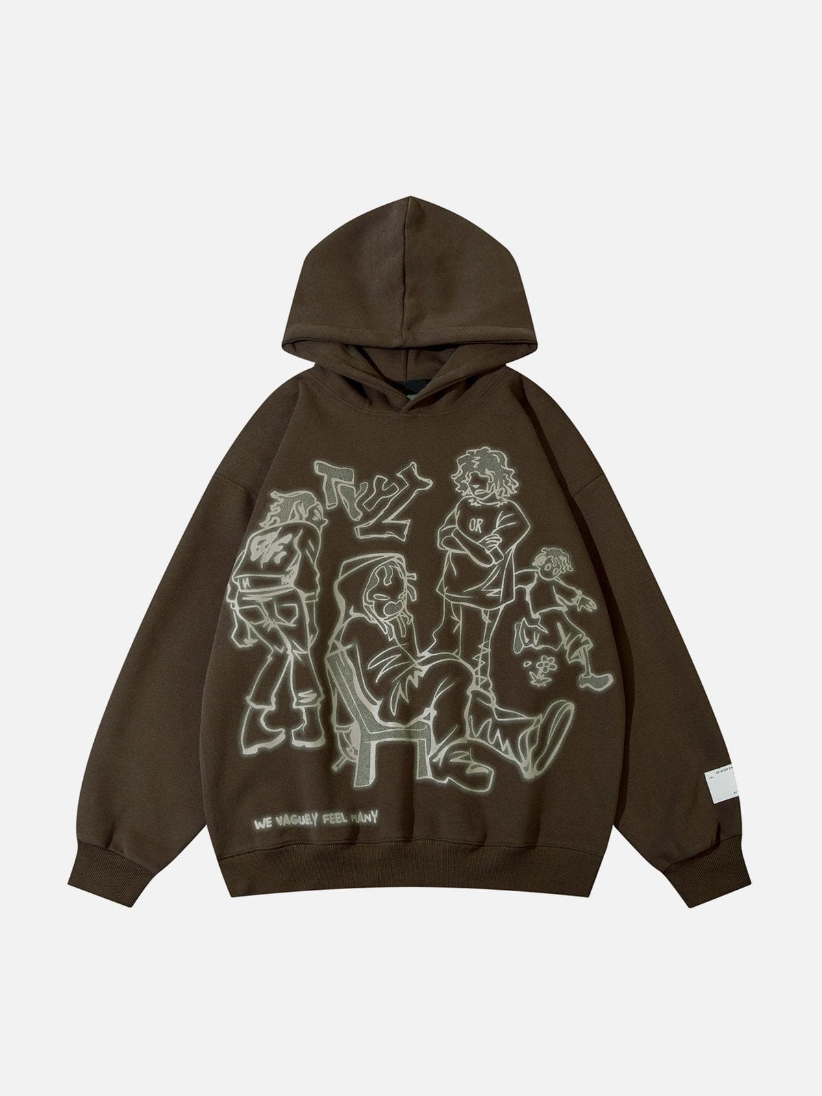 Otaku Obsession | Unisex Cartoon Line Character Print Hoodie | 50% OFF